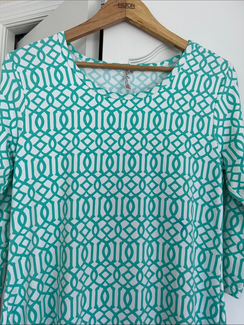 Lulu-B Aqua Geometric Midi Shift Dress